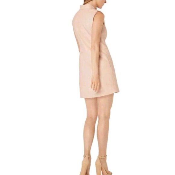 BCBGMAXAZRIA Womens S Caryn Mini Dress Faux Leather Pink Soft Club Party - Picture 4 of 8
